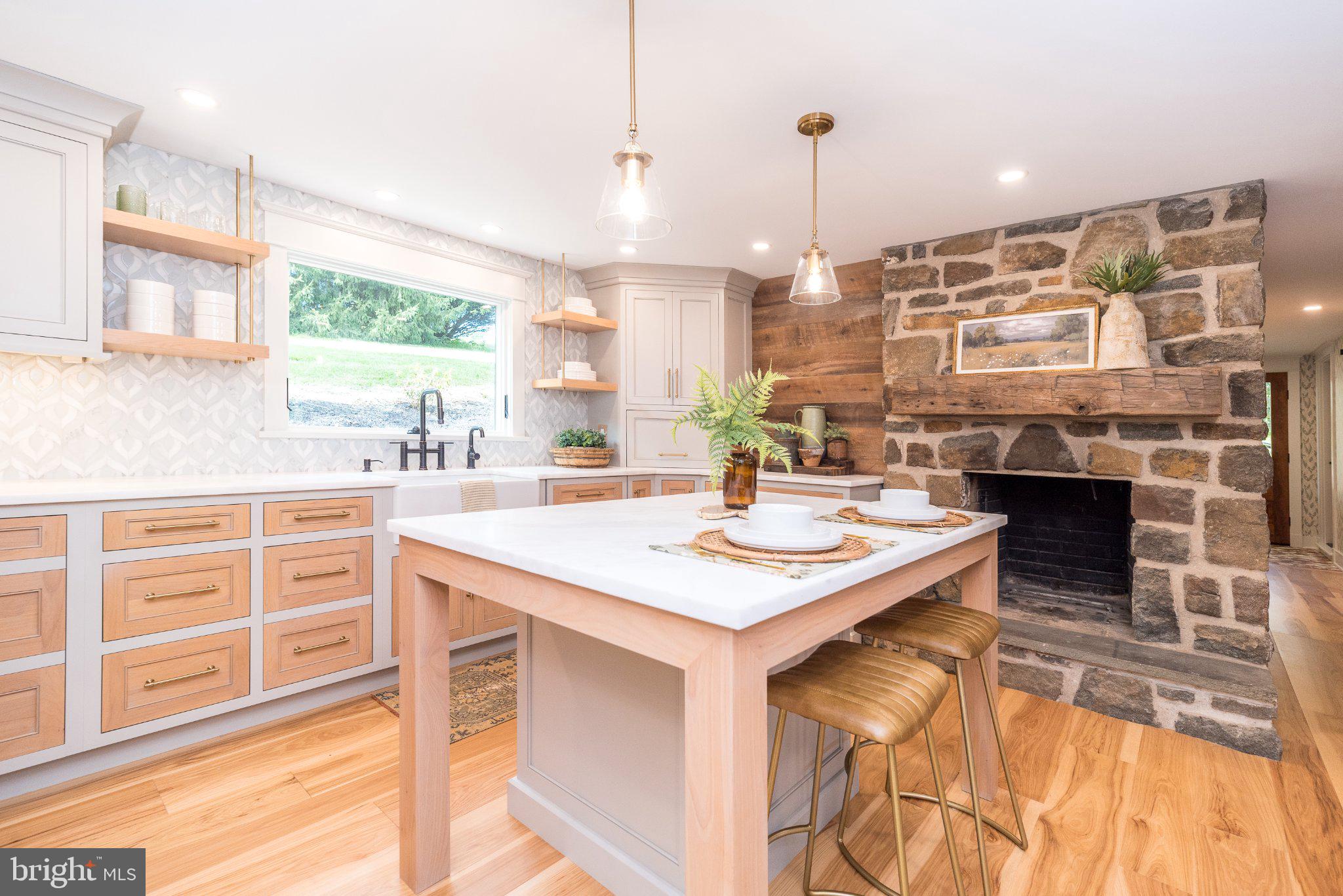 389 Reservoir Road Quakertown, PA 18951 - Photo 13 of 74 Custom Kitchen with Original Stone Fireplace