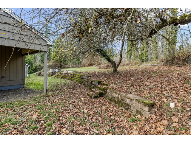 a backyard of a house with lots of green space