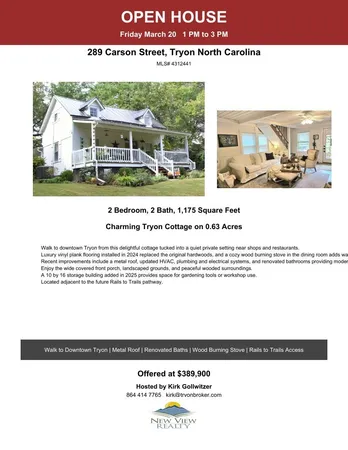 $389,900 | 289 Carson Street, Tryon, NC 28782