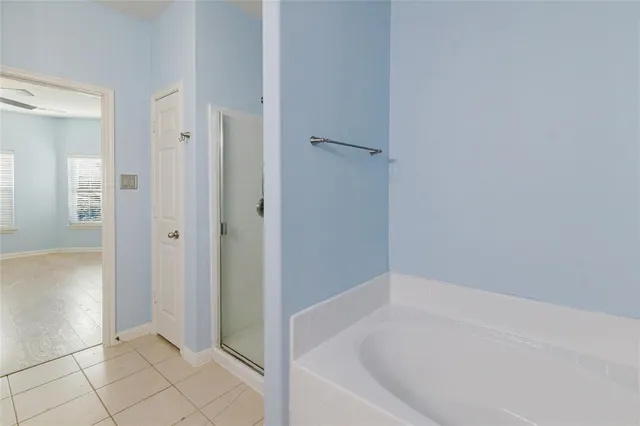 a bathroom with a bathtub