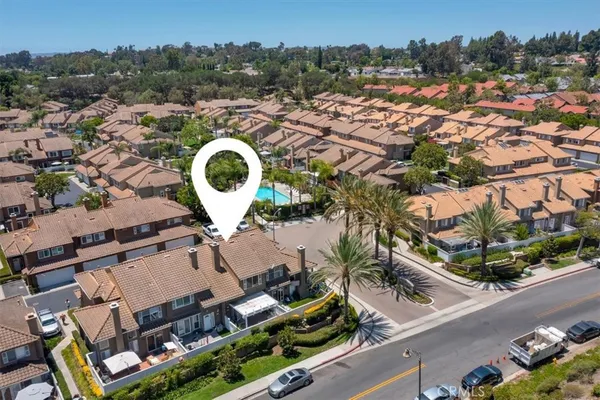 an aerial view of a house