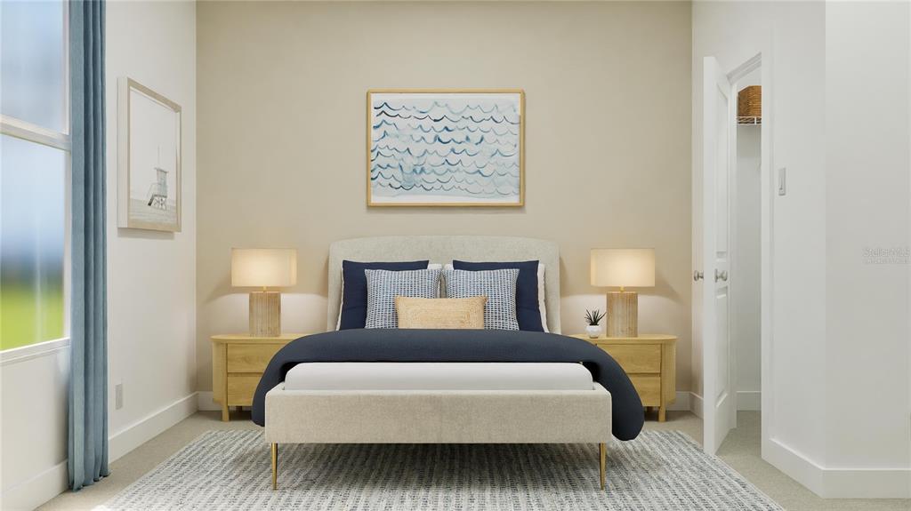 5513 Morant Bay Path Kissimmee, FL 34758 - Photo 9 of 32 a bedroom with a bed and a lamp