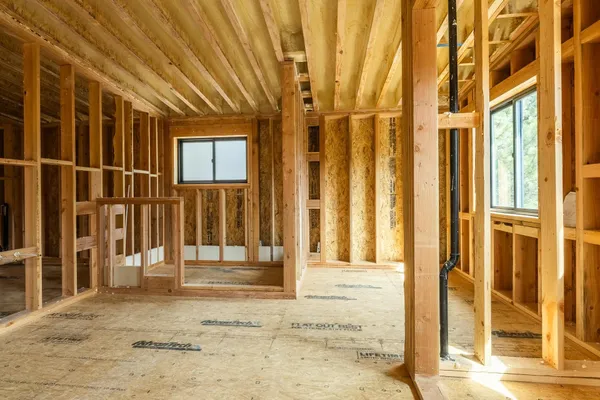a living room with a large window