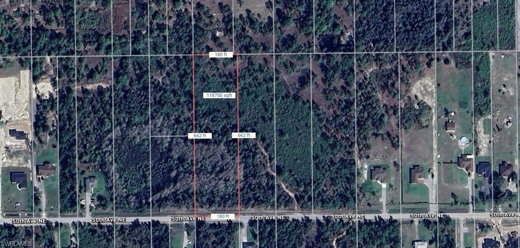 50th Avenue Northeast Naples, FL 34120 - Photo 2 of 2 Aerial map of property and surrounding area featuring property boundaries highlighted