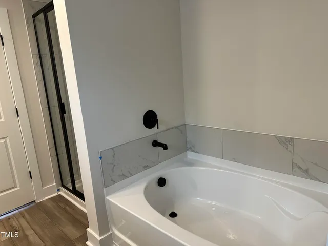 a bathroom with a tub