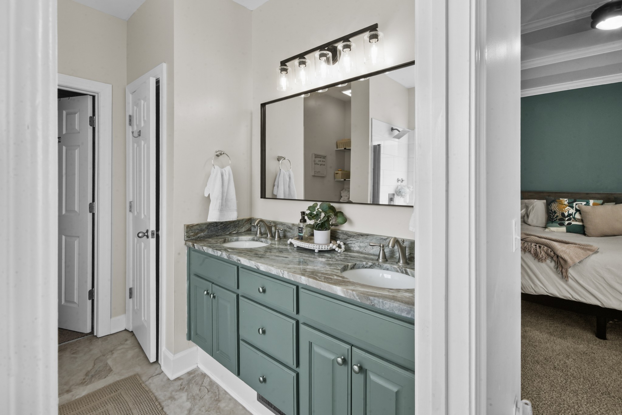 1191 Filmore Harris Road Pleasant View, TN 37146 - Photo 12 of 24 a en suite bathroom with a granite countertop sink and a mirror