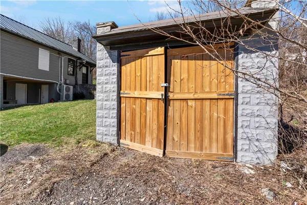 a view of a wooden door