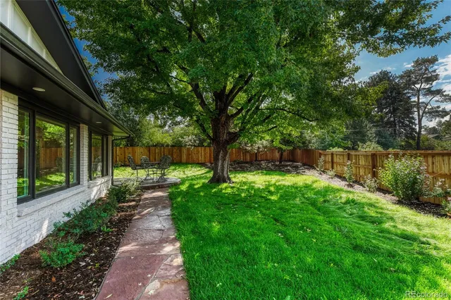 a backyard of a house with lots of green space