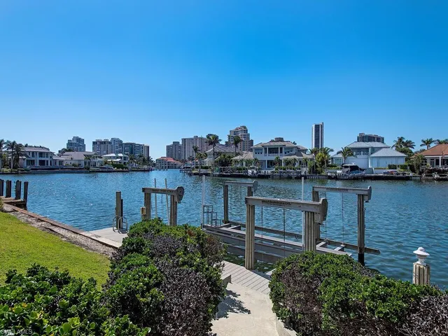 a view of a lake with a city