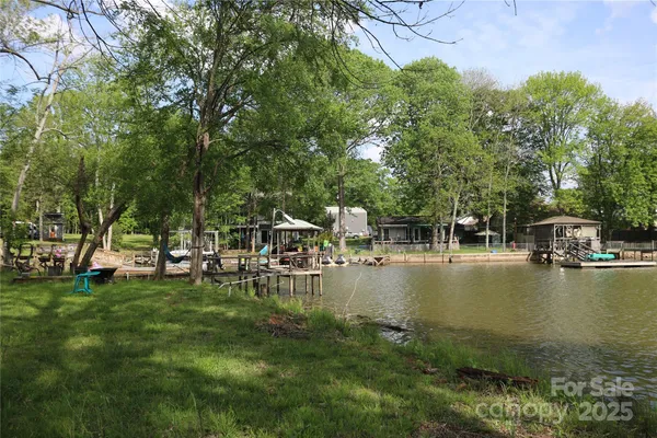 a view of a lake with houses