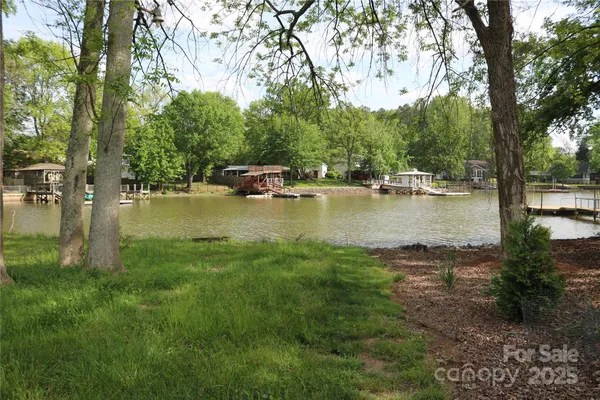 a view of a lake with houses