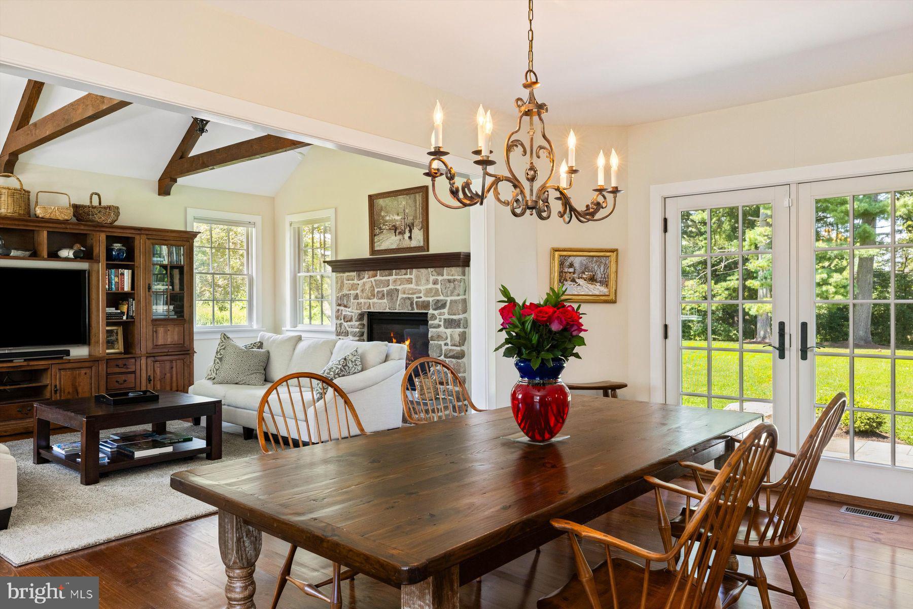 3087 Creamery Road New Hope, PA 18938 - Photo 22 of 68 a view of a dining room with furniture window and wooden floor