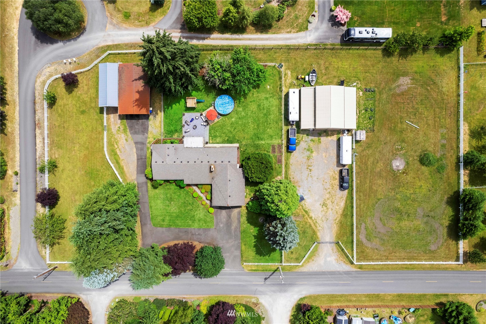 18810 Nutmeg Street Southwest Rochester, WA 98579 - Photo 22 of 26 an aerial view of a house with a yard basket ball court and outdoor seating