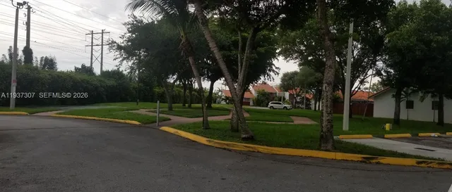 a view of a park with tree s