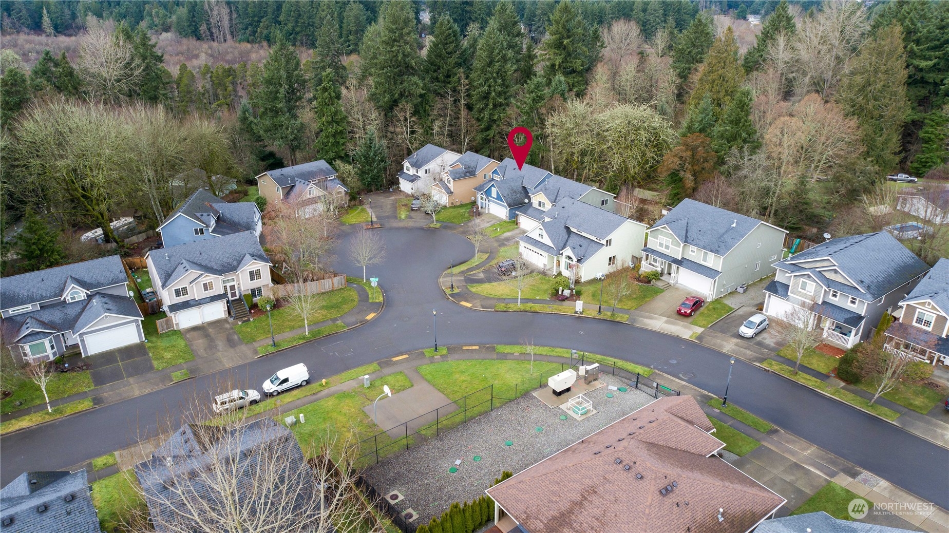 8226 Racca Court Southeast Olympia, WA 98513 - Photo 40 of 40 an aerial view of a house a yard and mountain view