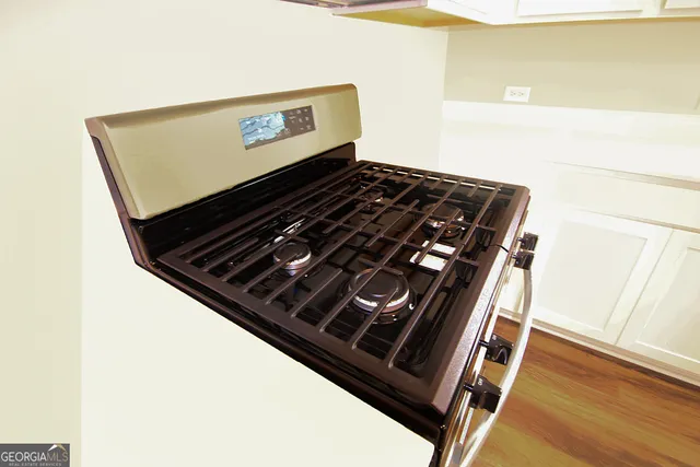 a close up of a stove top oven