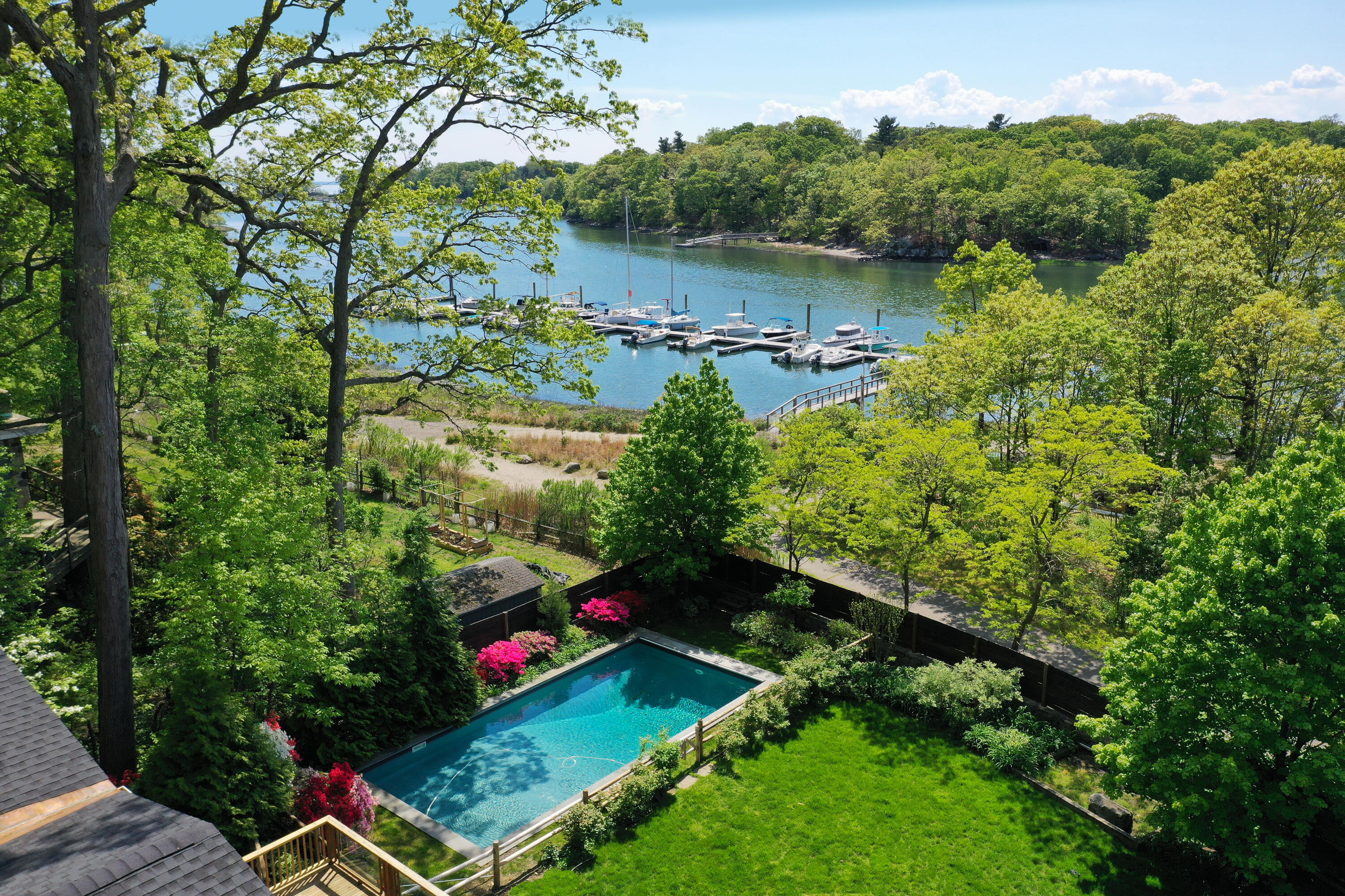 8 Outer Road Norwalk, CT 06854 - Photo 5 of 39 an aerial view of residential houses with outdoor space and trees