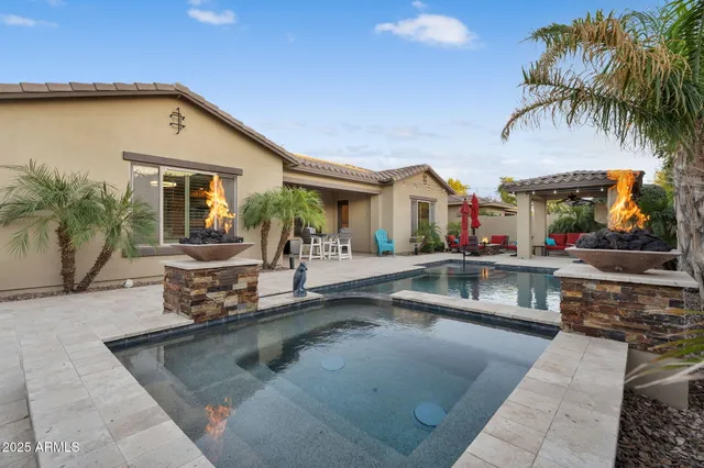 a view of garage and yard