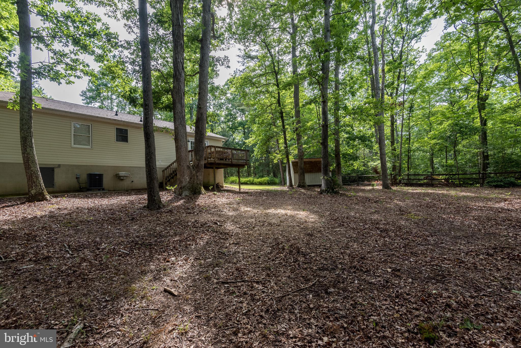 12430 Ridge Road Lusby, MD 20657 - Photo 32 of 36 a view of a backyard with large trees and a small barn