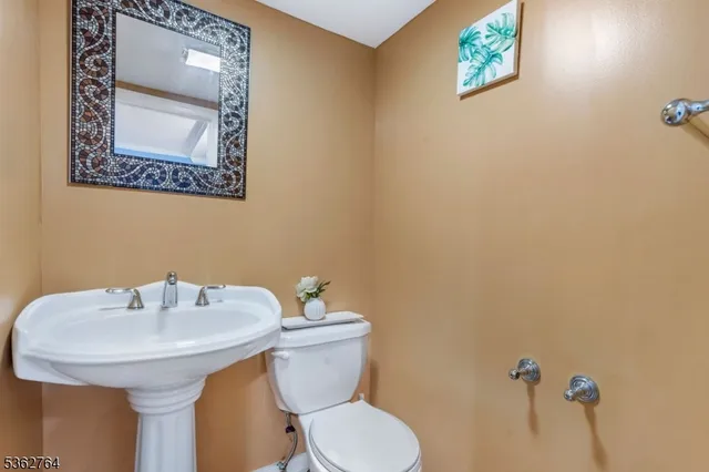 a bathroom with a toilet a sink and mirror