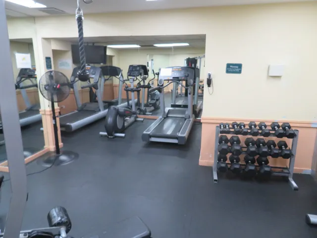 a view of a room with gym equipment