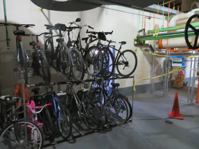 a view of a storage with bicycles