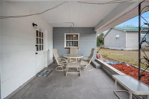 a outdoor space with a couch
