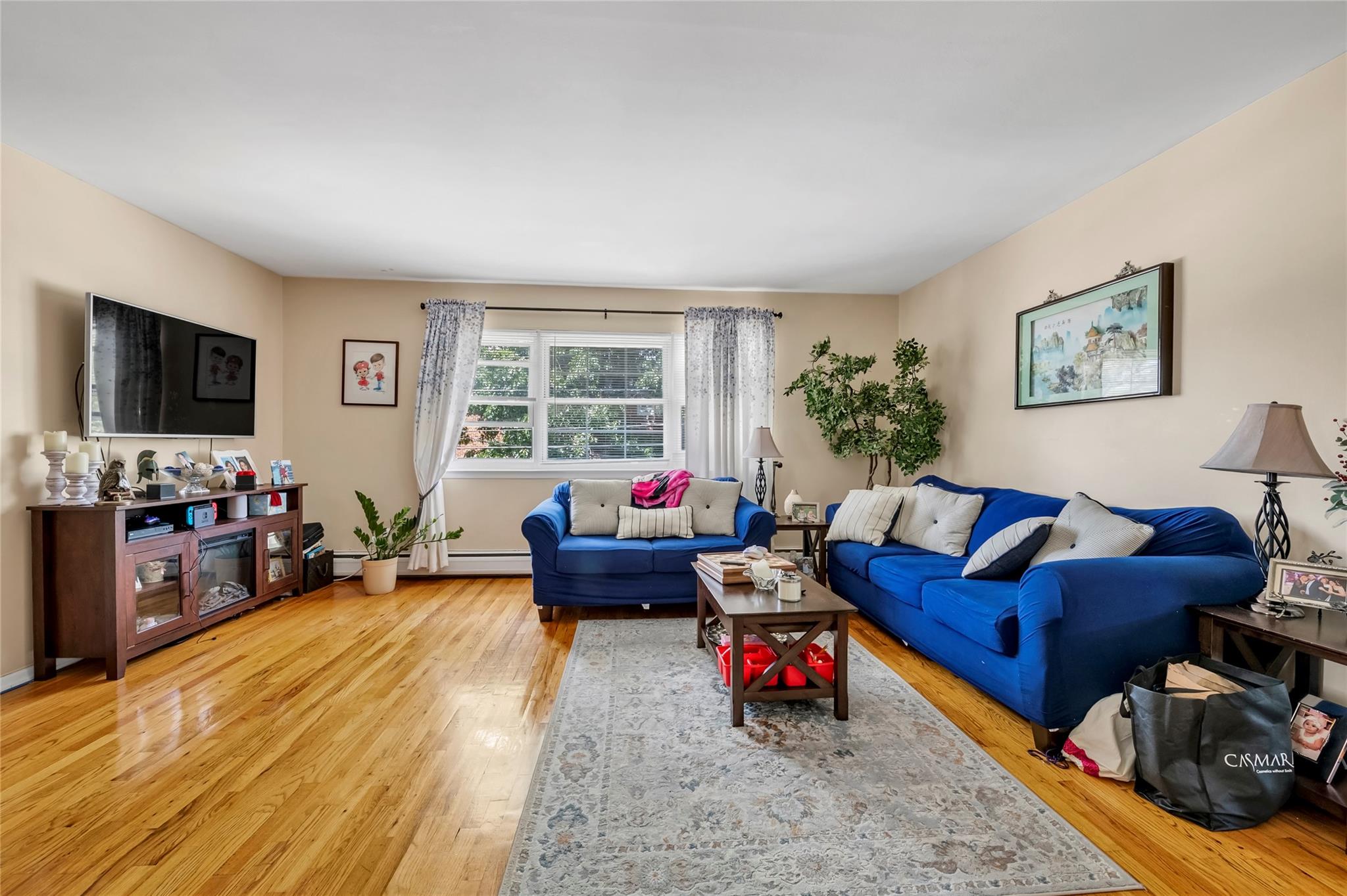 151-84 17th Road Queens, NY 11357 - Photo 10 of 17 Living room with hardwood / wood-style flooring and a baseboard radiator