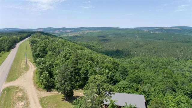 a view of a green field with lots of bushes