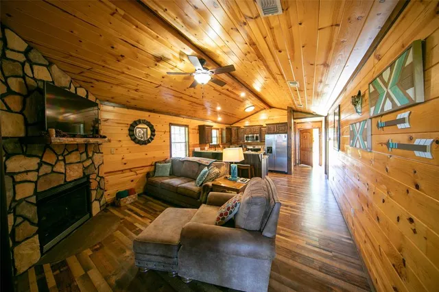 a living room with furniture