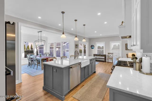 a kitchen with lots of counter top space