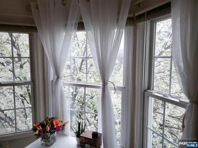 a room with large windows
