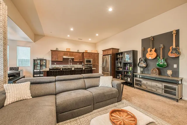 a bedroom with a workspace