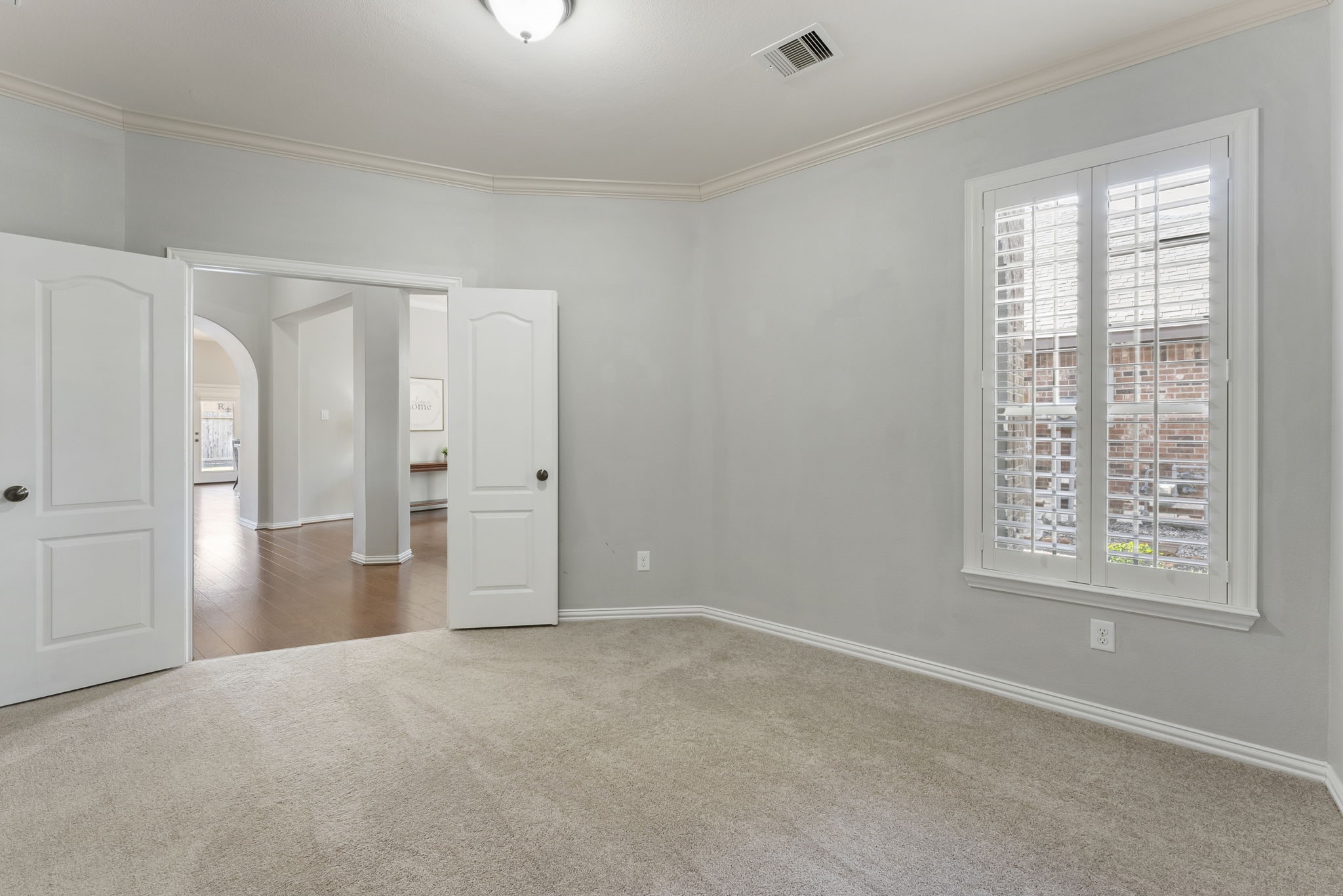 27515 Chris Ridge Court Spring, TX 77386 - Photo 20 of 29 The office is at the front of the home to the left as you walk in. Featuring plantation shutters, new carpet, double doors for privacy, and neutral paint.