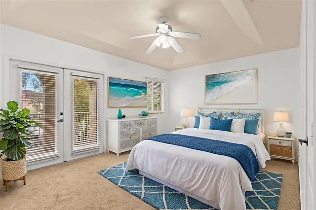 an empty room with a ceiling fan