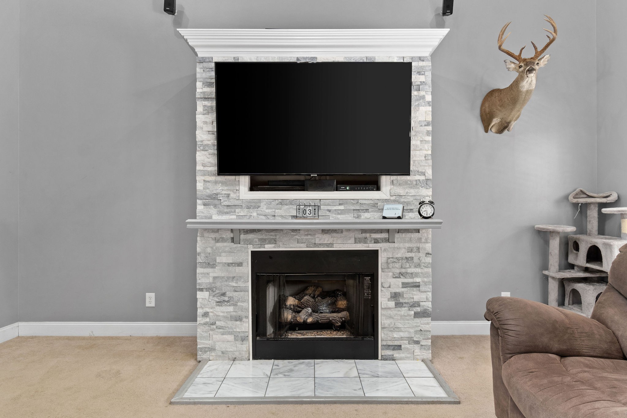 2458 Carroll Road Palmyra, TN 37142 - Photo 9 of 35 a living room with furniture a flat screen tv and a fireplace