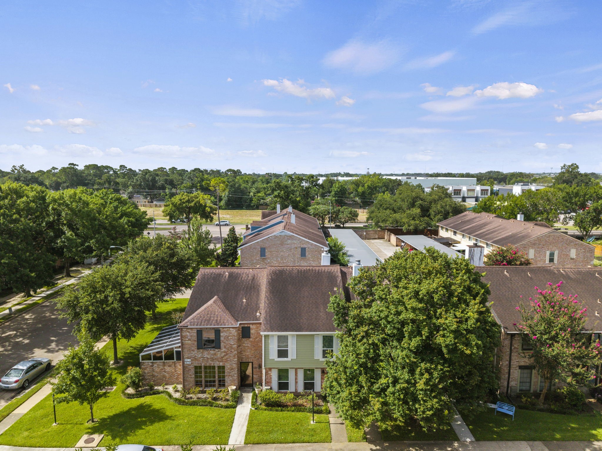 5801 Lumberdale Road, Unit 132 Houston, TX 77092 - Photo 32 of 33 Aerial front view highlighting the home and surrounding community.