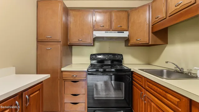 a kitchen with a sink and cabinets