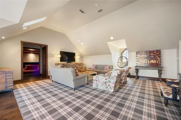 a outdoor space with patio furniture and potted plants