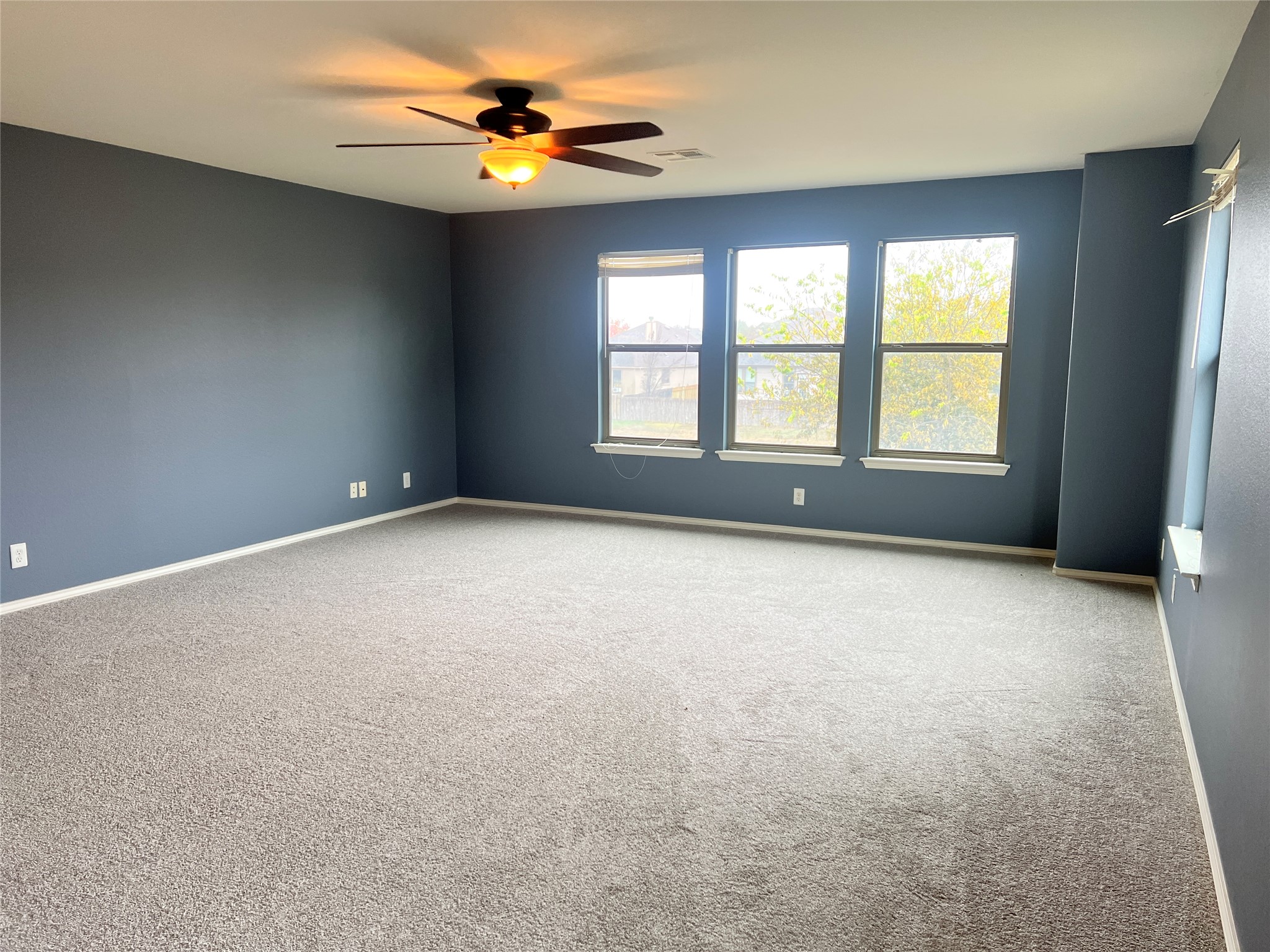 160 Mistletoe Lane Kyle, TX 78640 - Photo 15 of 29 an empty room with windows and chandelier fan