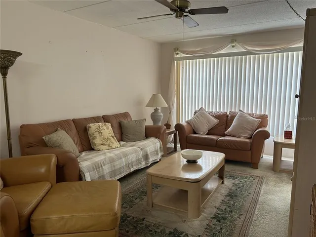 a living room with furniture and a rug