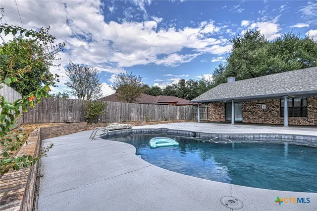 front view of a house with a patio