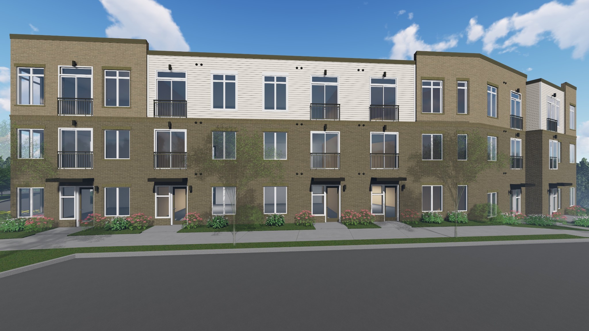 front view of a brick building