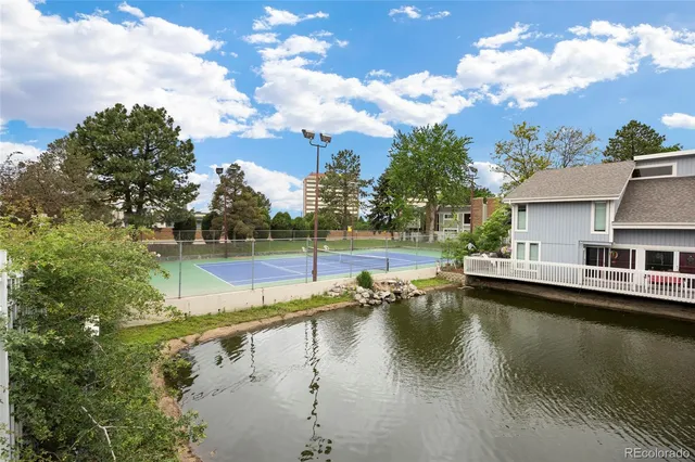 a view of a lake with a house
