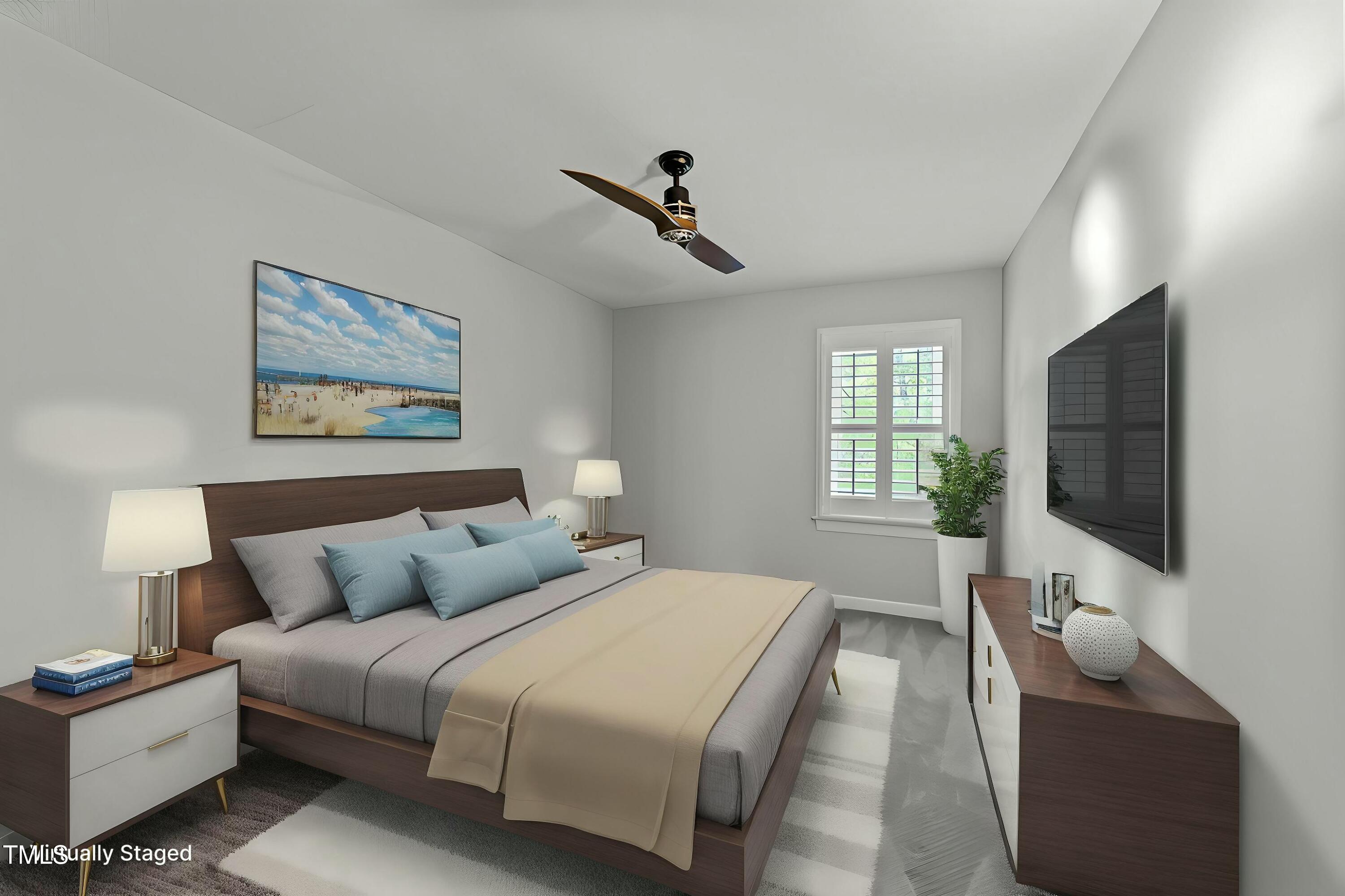 1234 Shadow Bark Court Raleigh, NC 27603 - Photo 21 of 36 a bedroom with a bed and a flat screen tv