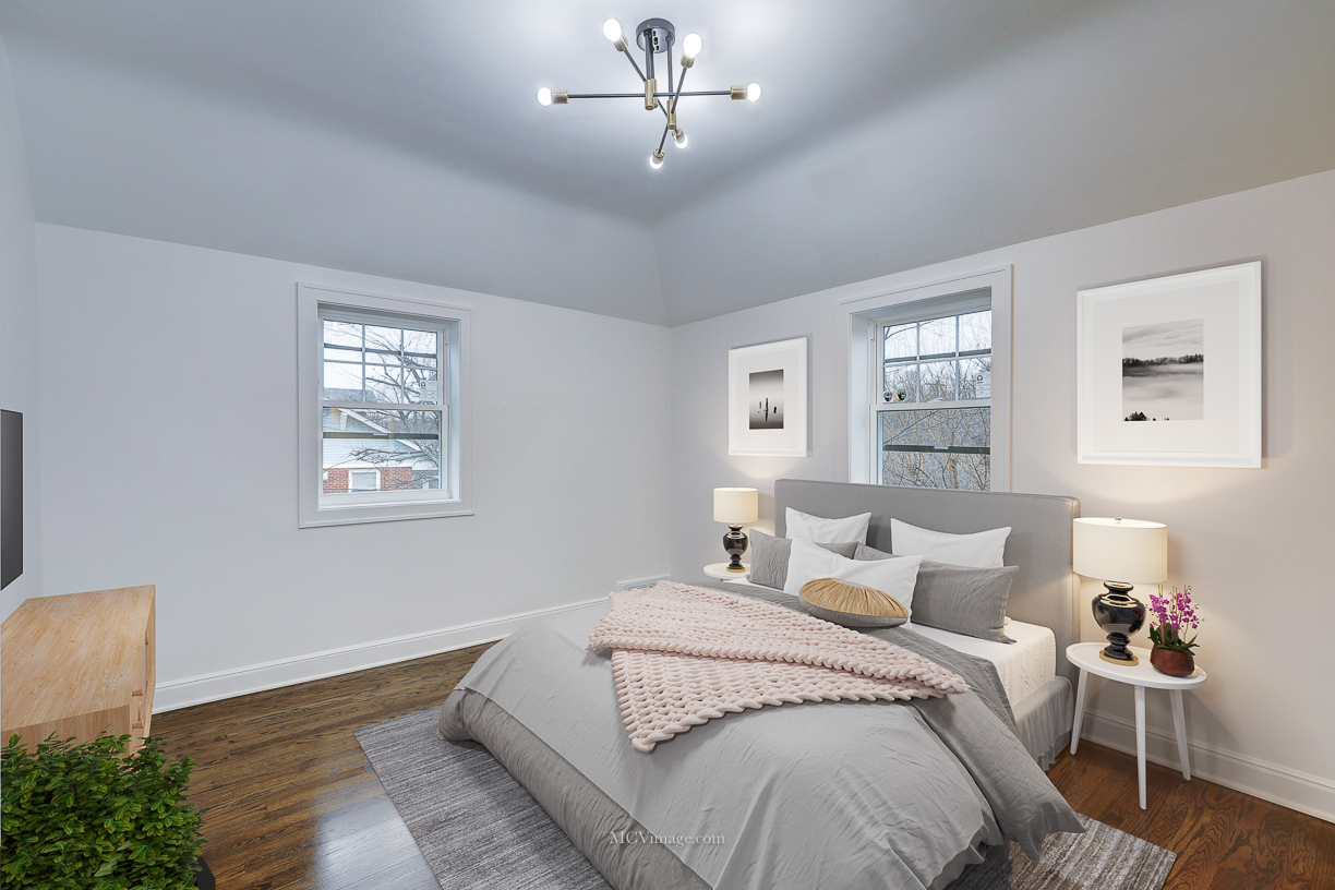 336 Nuttall Road Riverside, IL 60546 - Photo 30 of 34 a spacious bedroom with a bed and a chandelier