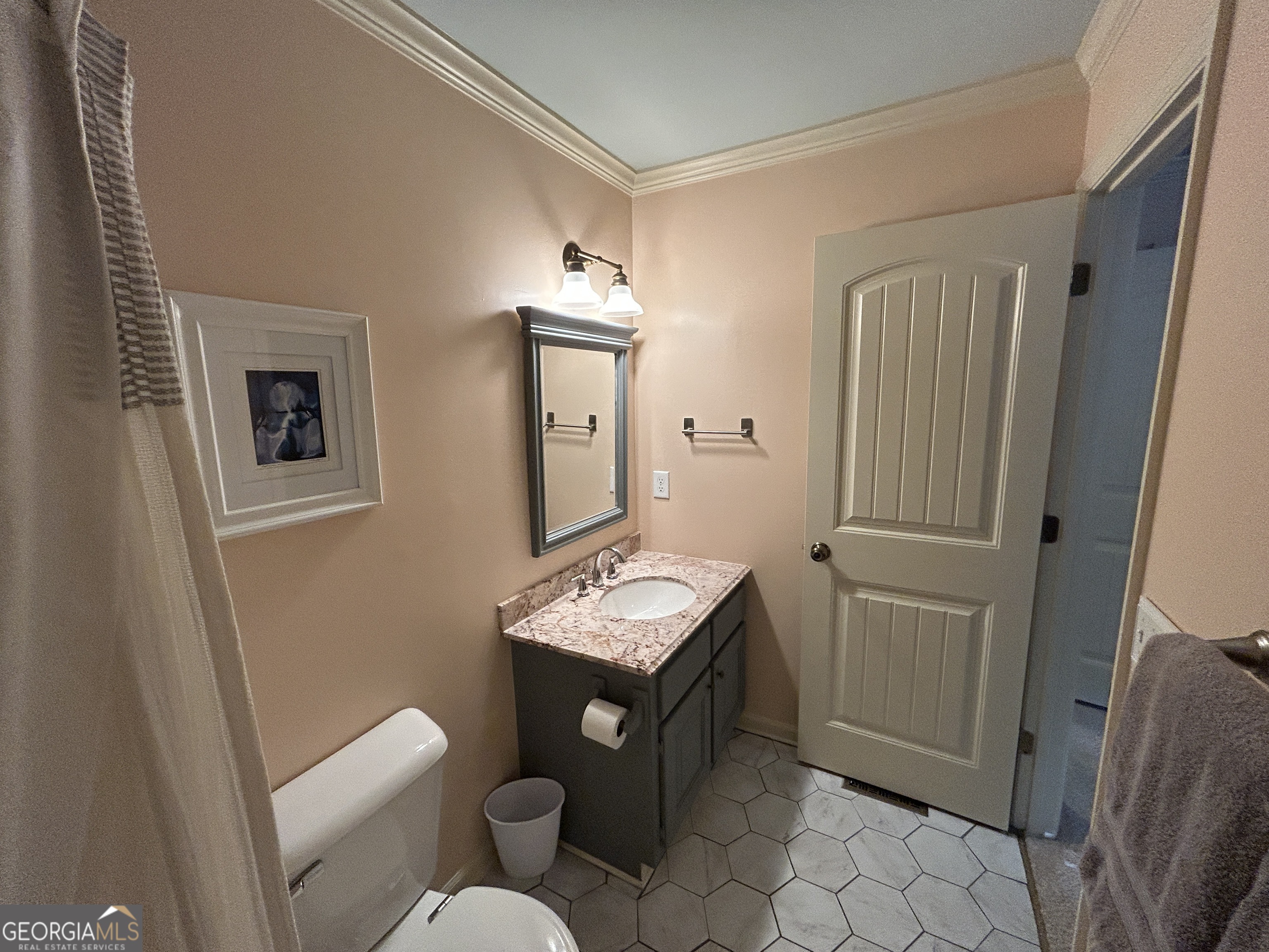 406 Yonah Mountain Road Cleveland, GA 30528 - Photo 15 of 65 a bathroom with a toilet a sink and mirror
