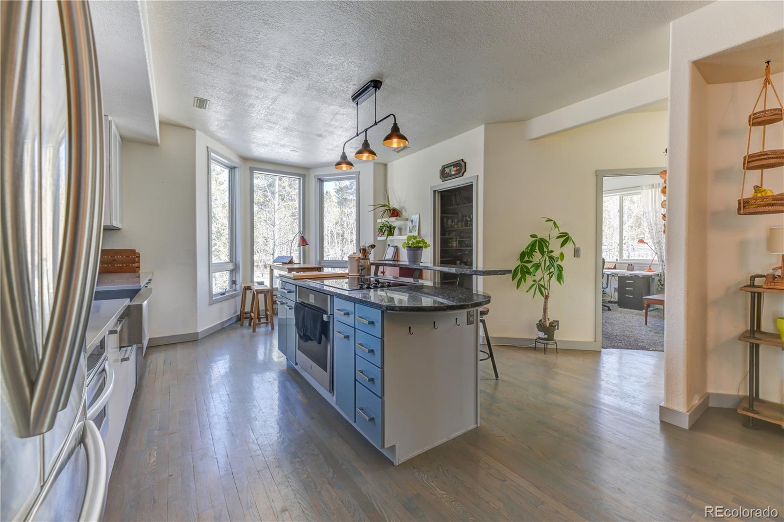 186 Thunder Ridge Road South Nederland, CO 80466 - Photo 22 of 50 a kitchen with granite countertop a counter space and stainless steel appliances
