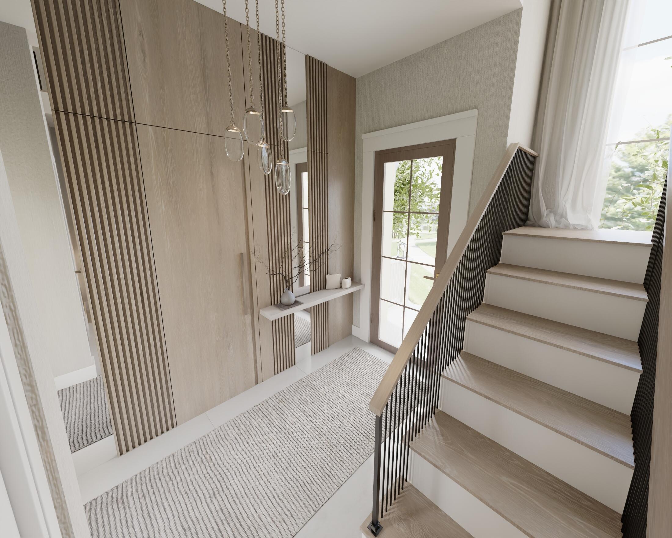 102 Southeast 5th Avenue, Unit 6 Delray Beach, FL 33483 - Photo 22 of 23 a view of a hallway with wooden floor and staircase