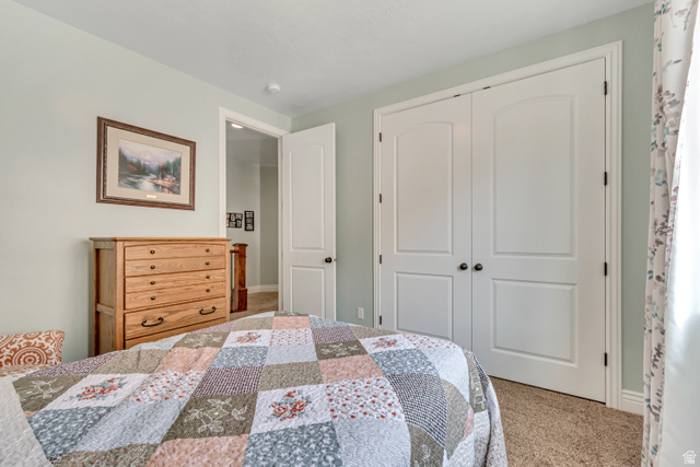 2543 East 700 South Springville, UT 84663 - Photo 41 of 73 Bedroom featuring a closet and light colored carpet